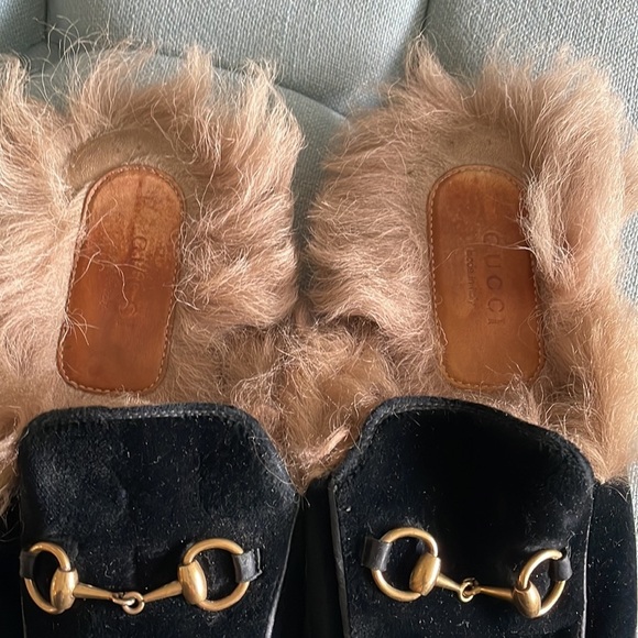 Gucci Princetown Velvet Fur Mules - Picture 4 of 16